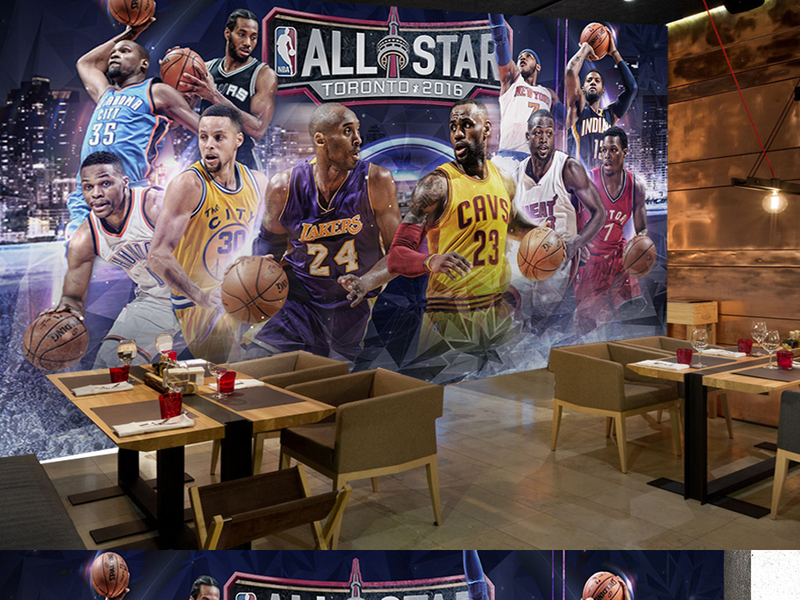 nba全明星篮球主题俱乐部ktv工装背景墙壁画16051740